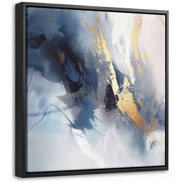 OneMillionCanvasses® Leinwandbild mit Rahmen - Blau - Modern - Marmor - Abstrakt - Gold, Fotodruck (1 St), Leinwand Bilder Klein, Wand Dekoration Aesthetic 20x2