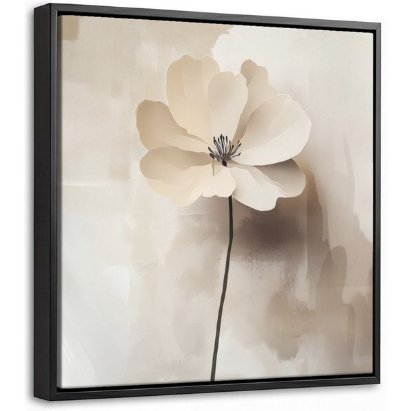 OneMillionCanvasses® Leinwandbild mit Rahmen - Blume - Beige - Farbe - Schatten, Fotodruck (1 St), Leinwand Bilder Klein, Wand Dekoration Aesthetic 20x20cm