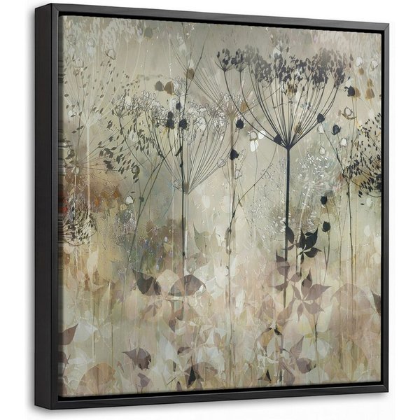 OneMillionCanvasses® Leinwandbild mit Rahmen - Blumen - Grau - Natur - Kunst, Fotodruck (1 St), Leinwand Bilder Klein, Wand Dekoration Aesthetic 20x20cm