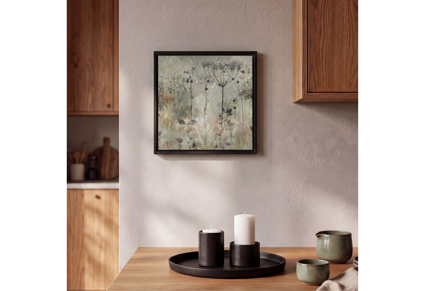 OneMillionCanvasses® Leinwandbild mit Rahmen - Blumen - Grau - Natur - Kunst, Fotodruck (1 St), Leinwand Bilder Klein, Wand Dekoration Aesthetic 20x20cm – Bild 2 von 5