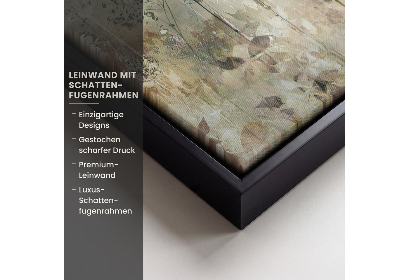 OneMillionCanvasses® Leinwandbild mit Rahmen - Blumen - Grau - Natur - Kunst, Fotodruck (1 St), Leinwand Bilder Klein, Wand Dekoration Aesthetic 20x20cm – Bild 3 von 5