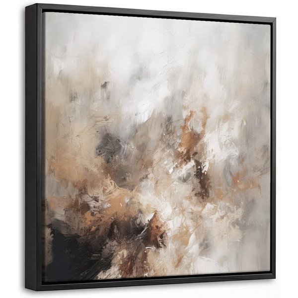 OneMillionCanvasses® Leinwandbild mit Rahmen - Farbe - Abstrakt - Beige - Kunst, Fotodruck (1 St), Leinwand Bilder Klein, Wand Dekoration Aesthetic 20x20cm