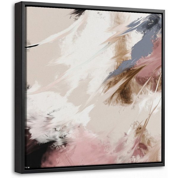 OneMillionCanvasses® Leinwandbild mit Rahmen - Farbe - Abstrakt - Rosa - Weiß, Fotodruck (1 St), Leinwand Bilder Klein, Wand Dekoration Aesthetic 20x20cm