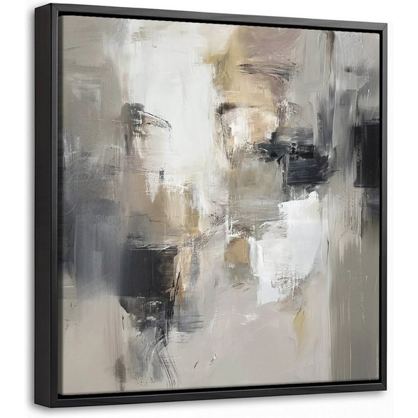 OneMillionCanvasses® Leinwandbild mit Rahmen - Farbpalette - Pinselstriche - Beige - Neblig, Fotodruck (1 St), Leinwand Bilder Klein, Wand Dekoration Aesthetic 