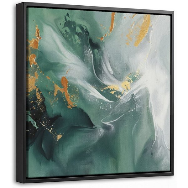 OneMillionCanvasses® Leinwandbild mit Rahmen - Grün - Modern - Marmor - Abstrakt, Fotodruck (1 St), Leinwand Bilder Klein, Wand Dekoration Aesthetic 20x20cm