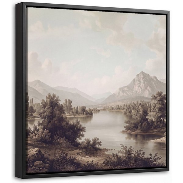 OneMillionCanvasses® Leinwandbild mit Rahmen - Klassisch - Landschaft - Gelassen, Fotodruck (1 St), Leinwand Bilder Klein, Wand Dekoration Aesthetic 20x20cm
