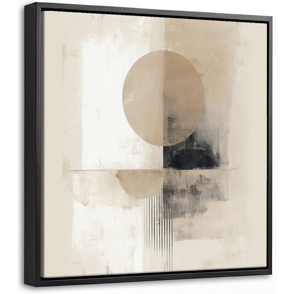 OneMillionCanvasses® Leinwandbild mit Rahmen - Kreis - Zusammensetzung - Tiefe - Beige, Fotodruck (1 St), Leinwand Bilder Klein, Wand Dekoration Aesthetic 20x20