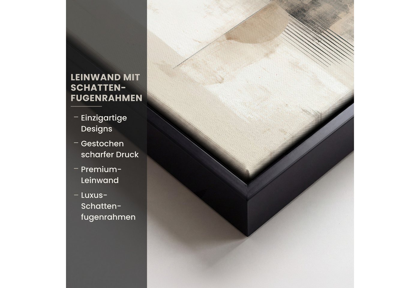 OneMillionCanvasses® Leinwandbild mit Rahmen - Kreis - Zusammensetzung - Tiefe - Beige, Fotodruck (1 St), Leinwand Bilder Klein, Wand Dekoration Aesthetic 20x20 – Bild 3 von 5
