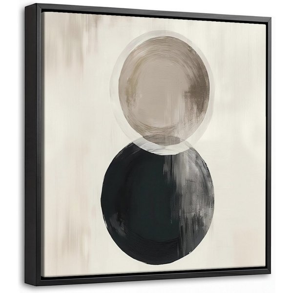 OneMillionCanvasses® Leinwandbild mit Rahmen - Kreise - Form - Beige - Abstrakt, Fotodruck (1 St), Leinwand Bilder Klein, Wand Dekoration Aesthetic 20x20cm