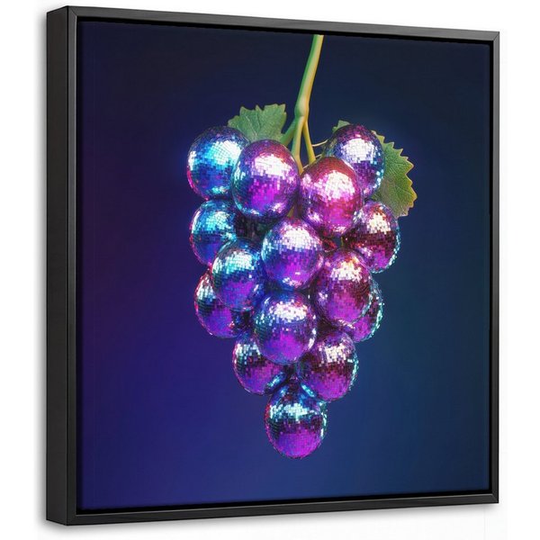 OneMillionCanvasses® Leinwandbild mit Rahmen - Lila - Disco - Party - Weintraube, Fotodruck (1 St), Leinwand Bilder Klein, Wand Dekoration Aesthetic 20x20cm