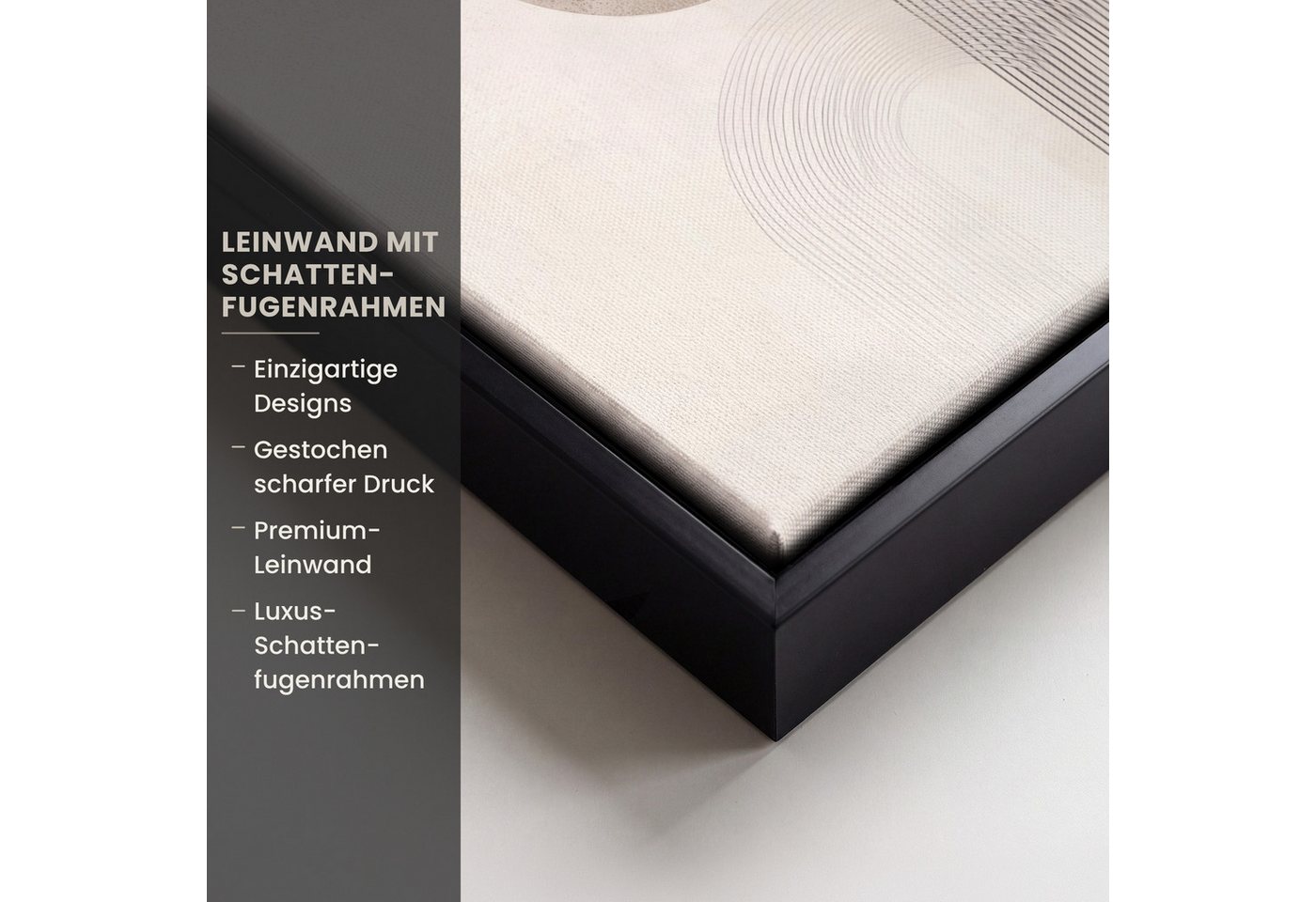 OneMillionCanvasses® Leinwandbild mit Rahmen - Minimalistisch - Kreis - Hellgrau, Fotodruck (1 St), Leinwand Bilder Klein, Wand Dekoration Aesthetic 20x20cm – Bild 3 von 5