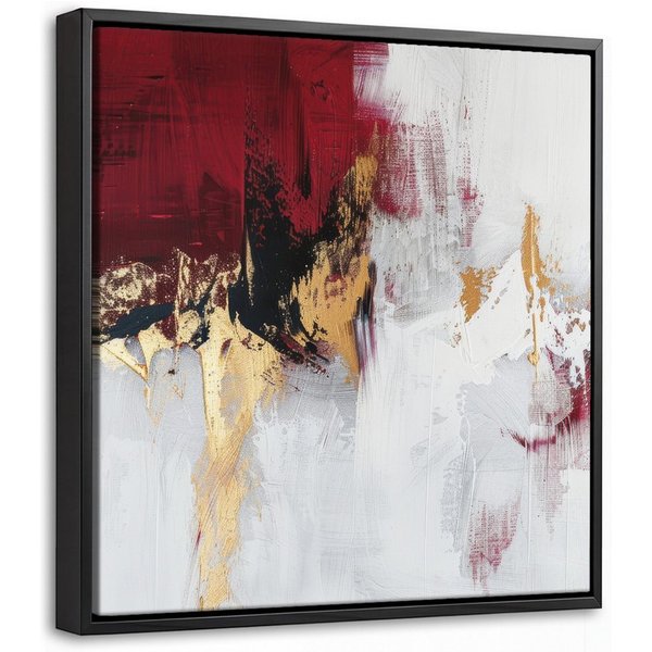 OneMillionCanvasses® Leinwandbild mit Rahmen - Rot - Marmor - Abstrakt - Gold - Modern, Fotodruck (1 St), Leinwand Bilder Klein, Wand Dekoration Aesthetic 20x20