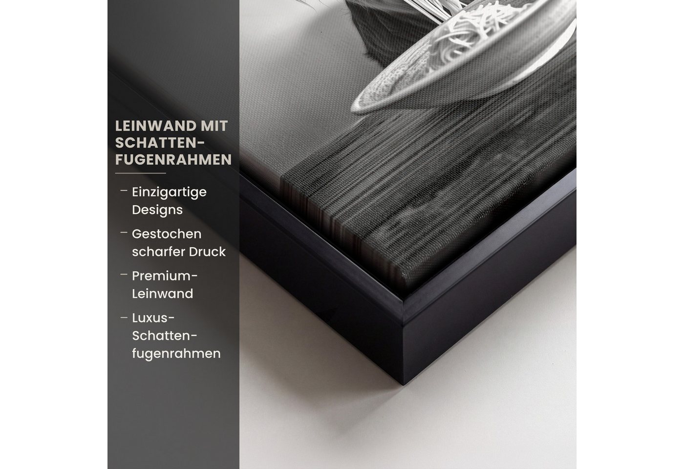 OneMillionCanvasses® Leinwandbild mit Rahmen - Schottischer Highlander - Spaghetti - Tiere - Schwarz und, Fotodruck (1 St), Leinwand Bilder Klein, Wand Dekorati – Bild 3 von 5