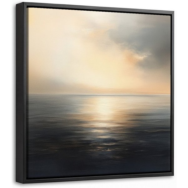 OneMillionCanvasses® Leinwandbild mit Rahmen - Sonne - Horizont - Meer, Fotodruck (1 St), Leinwand Bilder Klein, Wand Dekoration Aesthetic 20x20cm