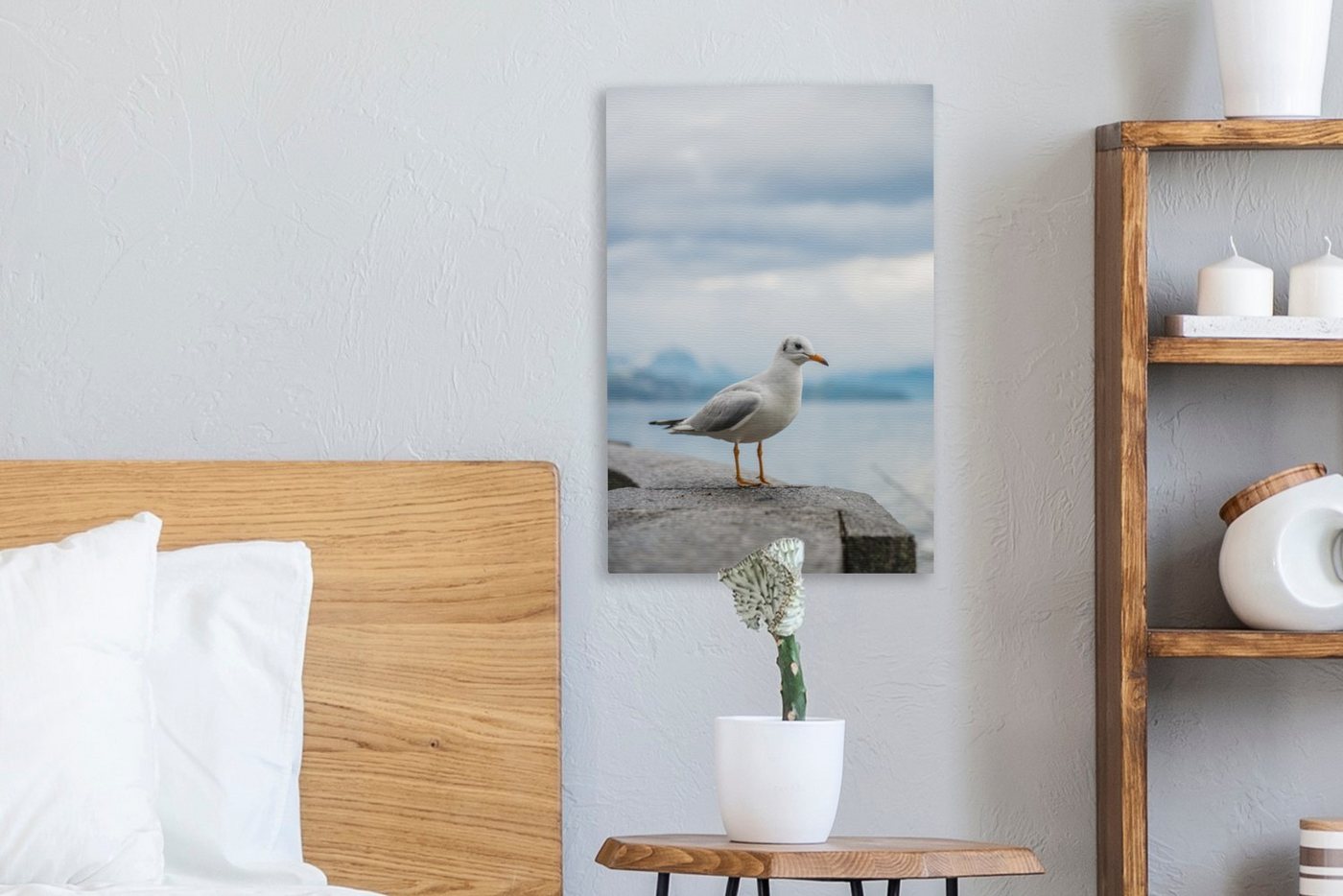 OneMillionCanvasses® Leinwandbild Möwe - Stein - Wasser, Fotodruck (1 St), Leinwand Canvas Wandbild, Wanddekoration 20x30 cm – Bild 4 von 5