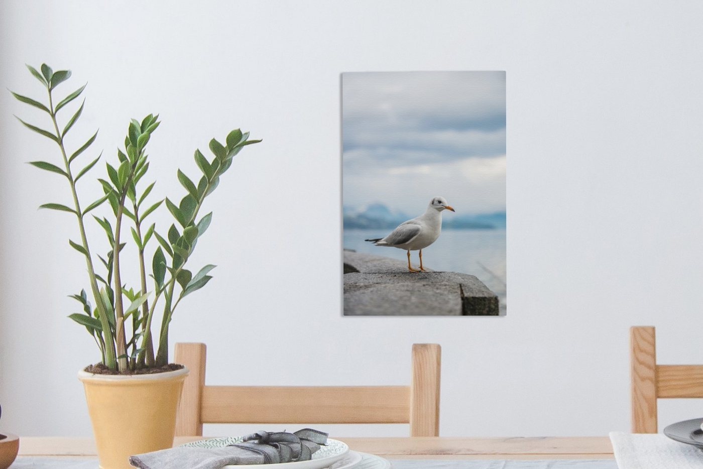 OneMillionCanvasses® Leinwandbild Möwe - Stein - Wasser, Fotodruck (1 St), Leinwand Canvas Wandbild, Wanddekoration 20x30 cm – Bild 5 von 5