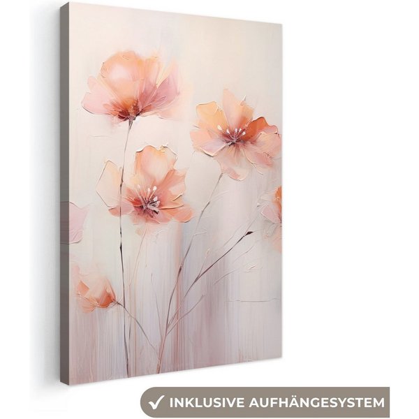 OneMillionCanvasses® Leinwandbild Mohn - Blumen - Kunst - Abstrakt - Aquarell, Fotodruck (1 St), Leinwand Canvas Wandbild, Wanddekoration 20x30 cm