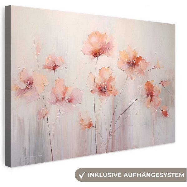 OneMillionCanvasses® Leinwandbild Mohn - Blumen - Kunst - Abstrakt - Aquarell, Fotodruck (1 St), Leinwand Bilder Klein, Wand Dekoration Aesthetic 30x20 cm