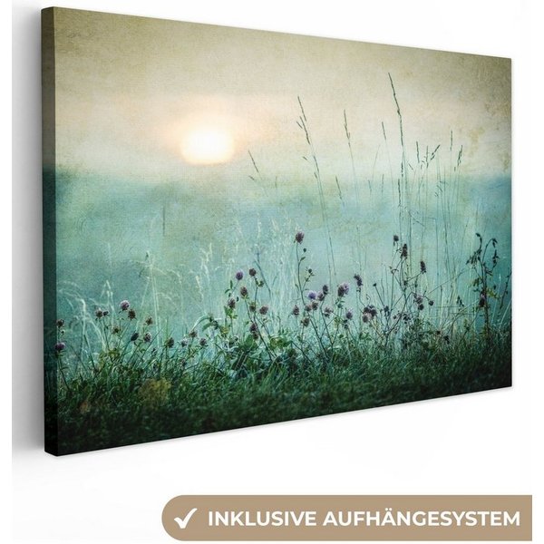 OneMillionCanvasses® Leinwandbild Natur - Vintage - Blumen - Sonne, Fotodruck (1 St), Leinwand Canvas Wandbild, Wanddekoration 20x30 cm