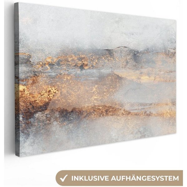 OneMillionCanvasses® Leinwandbild Nebel - Gold - Abstrakt, Fotodruck (1 St), Leinwand Bilder Klein, Wand Dekoration Aesthetic 30x20 cm