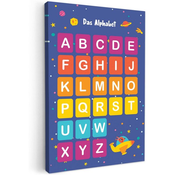 OneMillionCanvasses® Leinwandbild Pädagogisch - Alphabet lernen - Raum - Buchstaben, Fotodruck (1 St), Kinderzimmer Deko, Mädchen und Jungen Bilder 20x30 cm