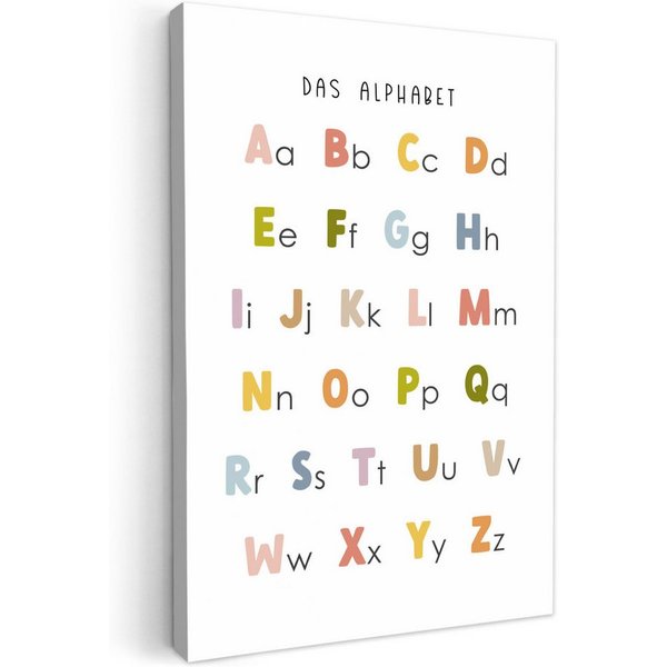 OneMillionCanvasses® Leinwandbild Pädagogisch - Alphabet lernen - Farbenfroh - Weiß - Buchstaben, Fotodruck (1 St), Kinderzimmer Deko, Mädchen und Jungen Bilder