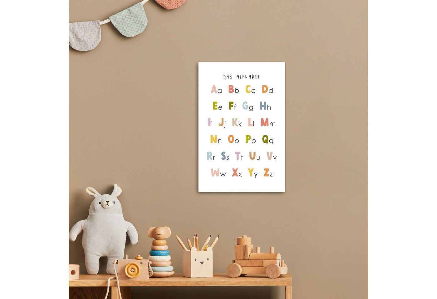 OneMillionCanvasses® Leinwandbild Pädagogisch - Alphabet lernen - Farbenfroh - Weiß - Buchstaben, Fotodruck (1 St), Kinderzimmer Deko, Mädchen und Jungen Bilder – Bild 2 von 5
