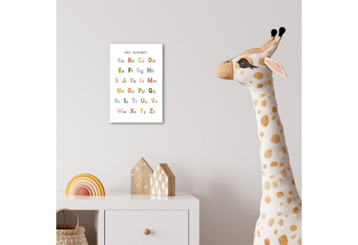 OneMillionCanvasses® Leinwandbild Pädagogisch - Alphabet lernen - Farbenfroh - Weiß - Buchstaben, Fotodruck (1 St), Kinderzimmer Deko, Mädchen und Jungen Bilder – Bild 4 von 5
