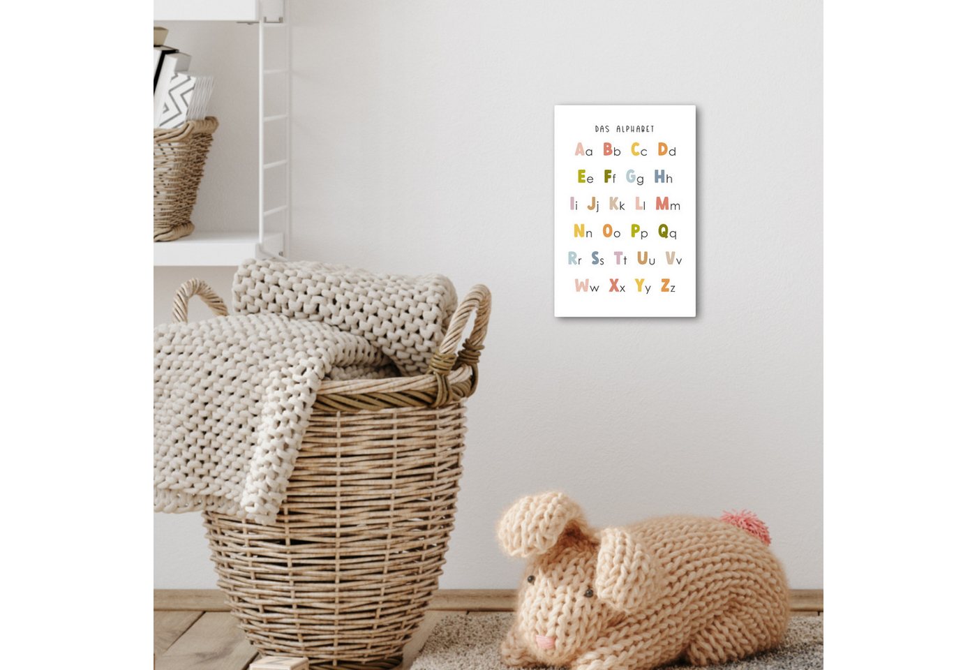 OneMillionCanvasses® Leinwandbild Pädagogisch - Alphabet lernen - Farbenfroh - Weiß - Buchstaben, Fotodruck (1 St), Kinderzimmer Deko, Mädchen und Jungen Bilder – Bild 5 von 5