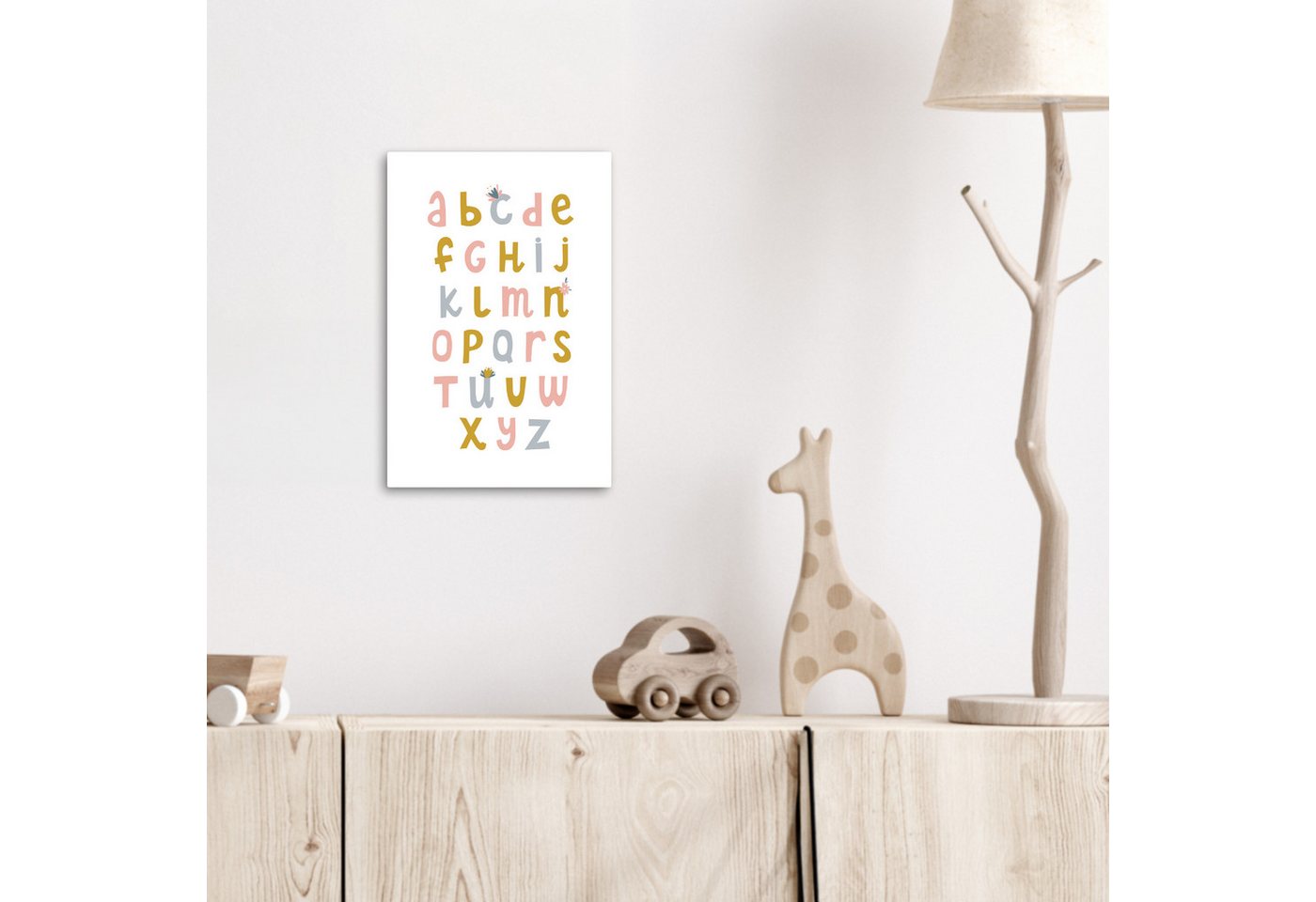 OneMillionCanvasses® Leinwandbild Pädagogisch - Das Alphabet lernen - Mädchen - Buchstaben, Fotodruck (1 St), Kinderzimmer Deko, Mädchen und Jungen Bilder 20x30 – Bild 3 von 5