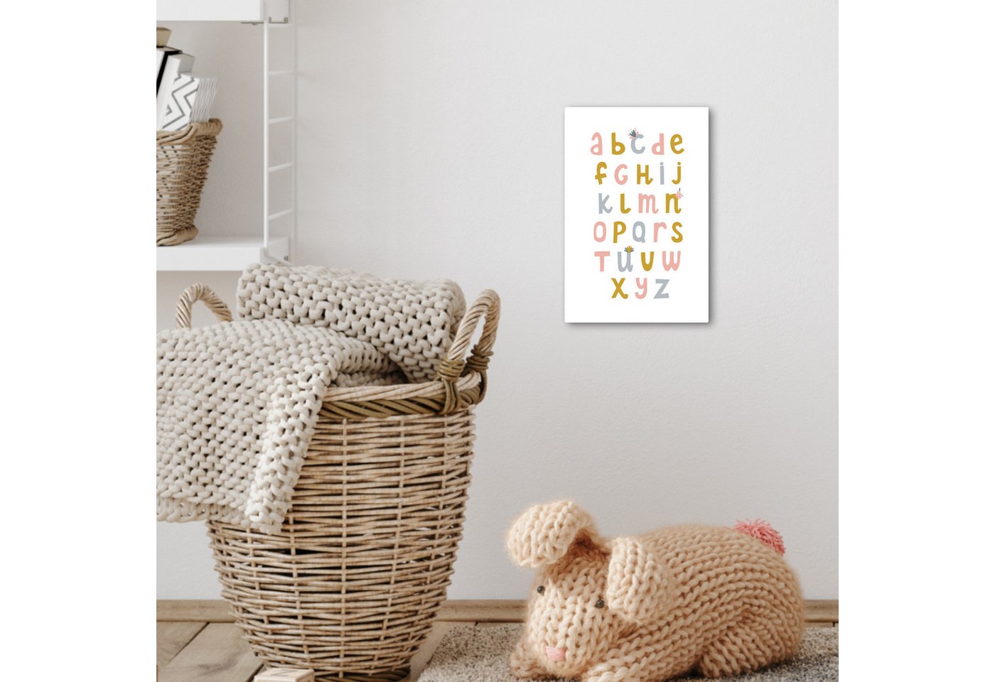 OneMillionCanvasses® Leinwandbild Pädagogisch - Das Alphabet lernen - Mädchen - Buchstaben, Fotodruck (1 St), Kinderzimmer Deko, Mädchen und Jungen Bilder 20x30 – Bild 5 von 5
