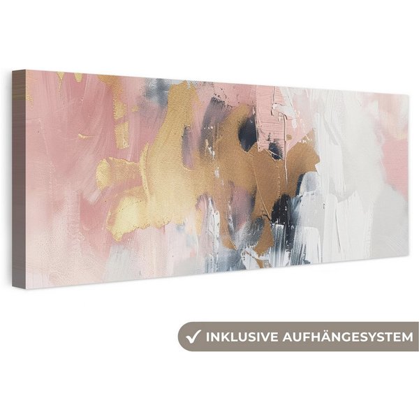 OneMillionCanvasses® Leinwandbild Panorama Abstrakt - Pastellfarben - Gold - Modern - Ästhetisch, Fotodruck (1 St), Wandbild, Deko Schlafzimmer Wohnzimmer Flur 