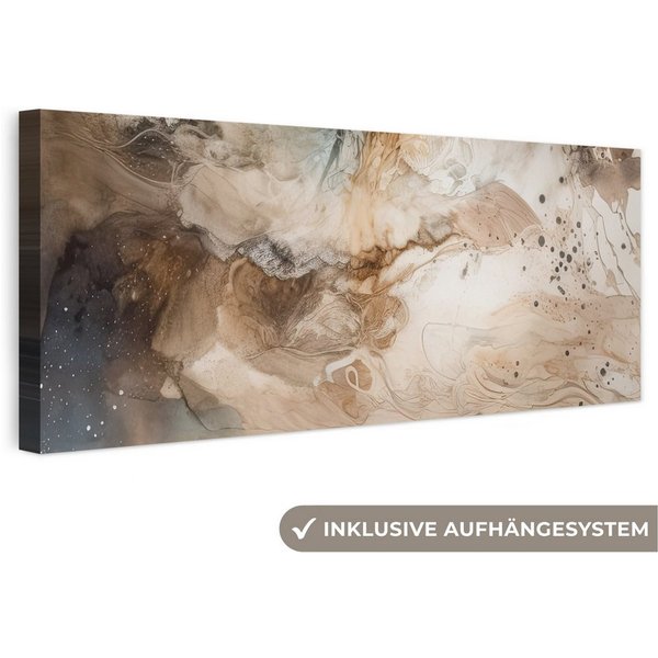 OneMillionCanvasses® Leinwandbild Panorama Abstrakt - Beige - Farbe - Kunst - Natur - Blumen, Fotodruck (1 St), Wandbild, Deko Schlafzimmer Wohnzimmer Flur 60x2