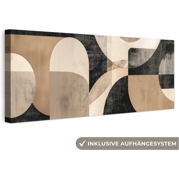OneMillionCanvasses® Leinwandbild Panorama Abstrakt - Formen - Modern - Beige, Fotodruck (1 St), Wandbild, Deko Schlafzimmer Wohnzimmer Flur 60x20 cm