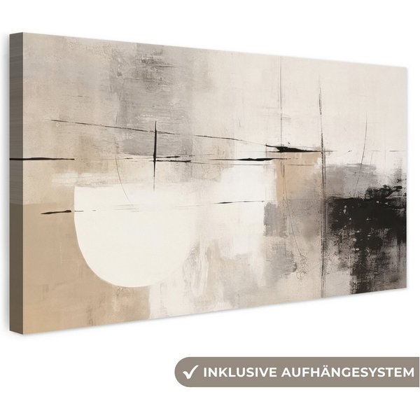 OneMillionCanvasses® Leinwandbild Panorama Abstrakt - Kunst - Grau, Fotodruck (1 St), Wandbild, Deko Schlafzimmer Wohnzimmer Flur 40x20 cm