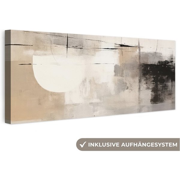 OneMillionCanvasses® Leinwandbild Panorama Abstrakt - Kunst - Grau, Fotodruck (1 St), Wandbild, Deko Schlafzimmer Wohnzimmer Flur 60x20 cm