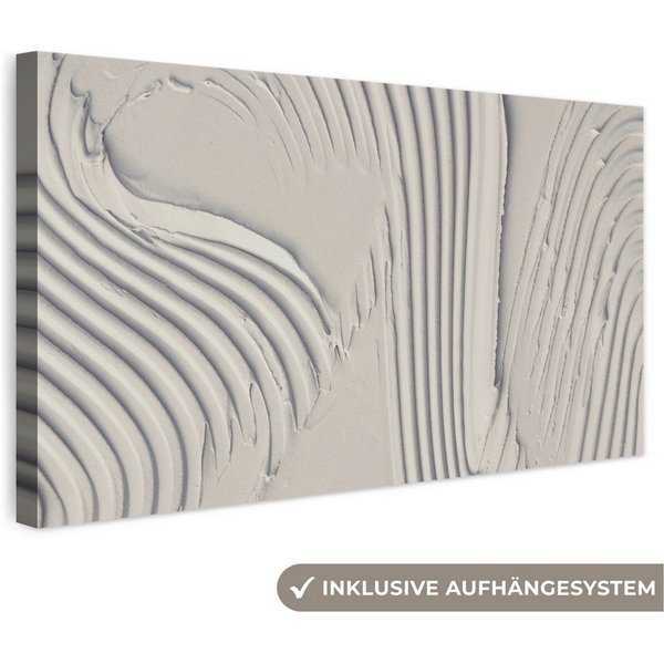 OneMillionCanvasses® Leinwandbild Panorama Abstrakt - Kunst - Linien - Weiß, Fotodruck (1 St), Wandbild, Deko Schlafzimmer Wohnzimmer Flur 40x20 cm