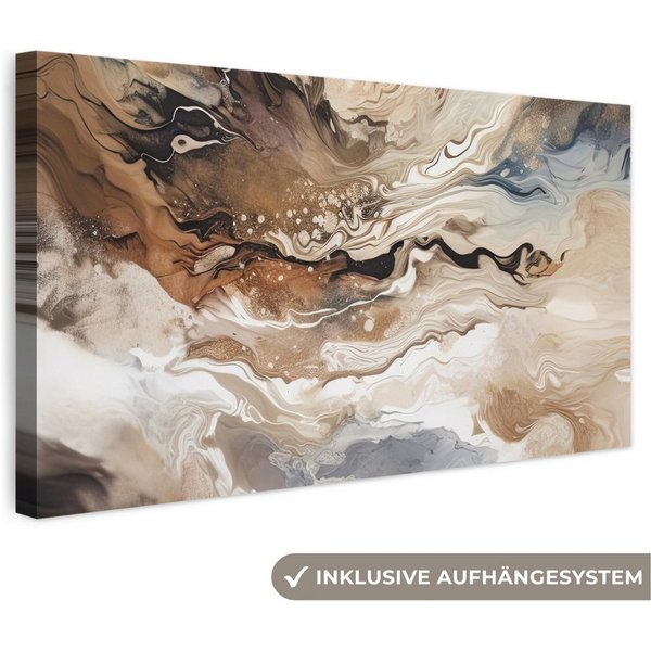 OneMillionCanvasses® Leinwandbild Panorama Abstrakt - Kunst - Farbe - Beige - Modern, Fotodruck (1 St), Wandbild, Deko Schlafzimmer Wohnzimmer Flur 40x20 cm