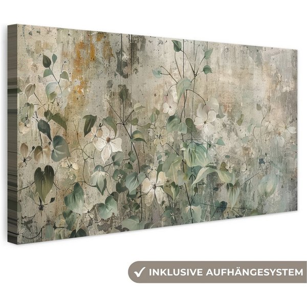 OneMillionCanvasses® Leinwandbild Panorama Blumen - Blätter - Abstrakt - Modern, Fotodruck (1 St), Wandbild, Deko Schlafzimmer Wohnzimmer Flur 40x20 cm