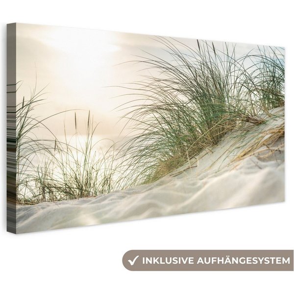 OneMillionCanvasses® Leinwandbild Panorama Dünen mit Strandhafer in der Sonne des Nationalparks Schleswi, Fotodruck (1 St), Leinwand Bilder für Wohnzimmer Schla
