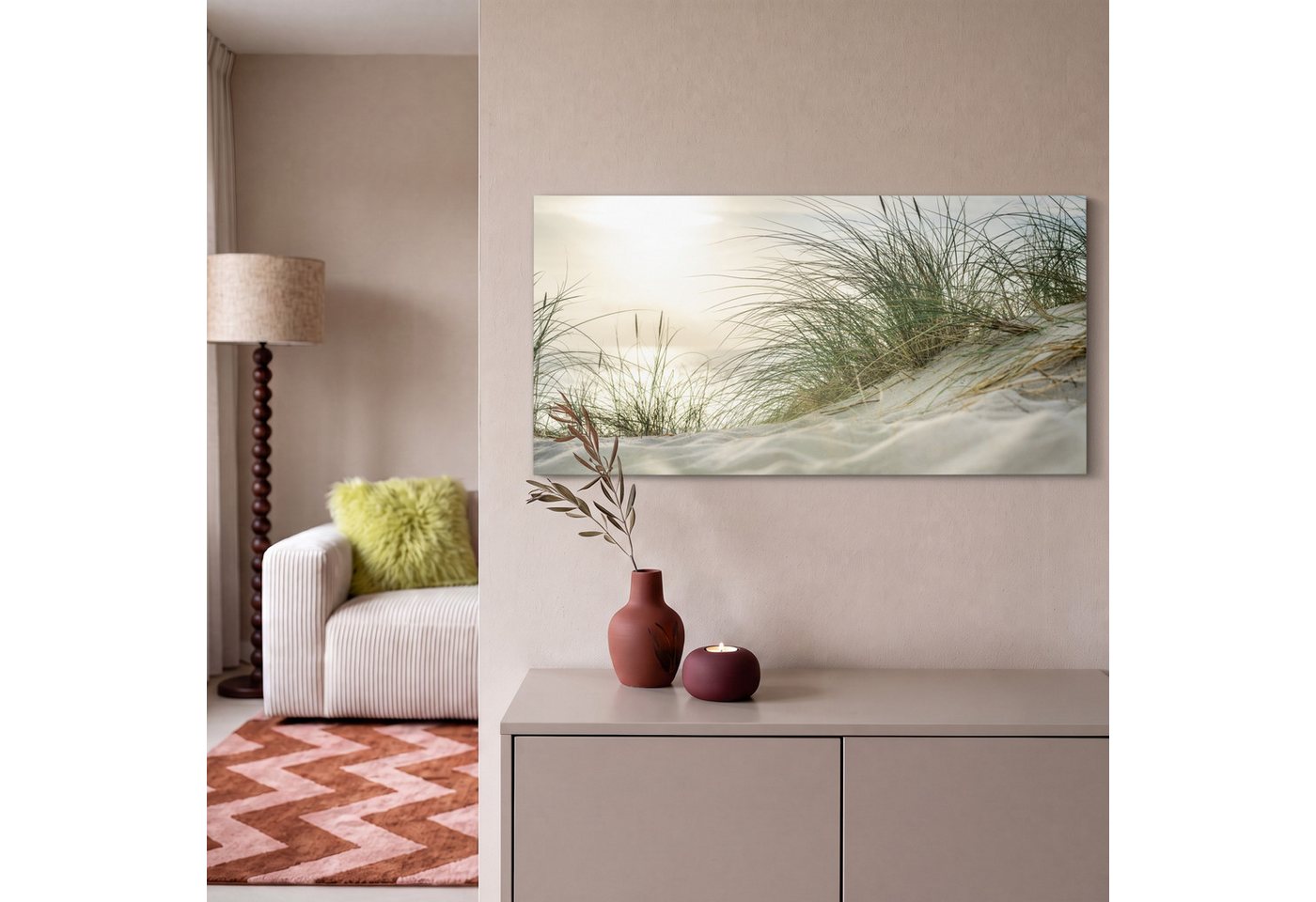 OneMillionCanvasses® Leinwandbild Panorama Dünen mit Strandhafer in der Sonne des Nationalparks Schleswi, Fotodruck (1 St), Leinwand Bilder für Wohnzimmer Schla – Bild 2 von 5