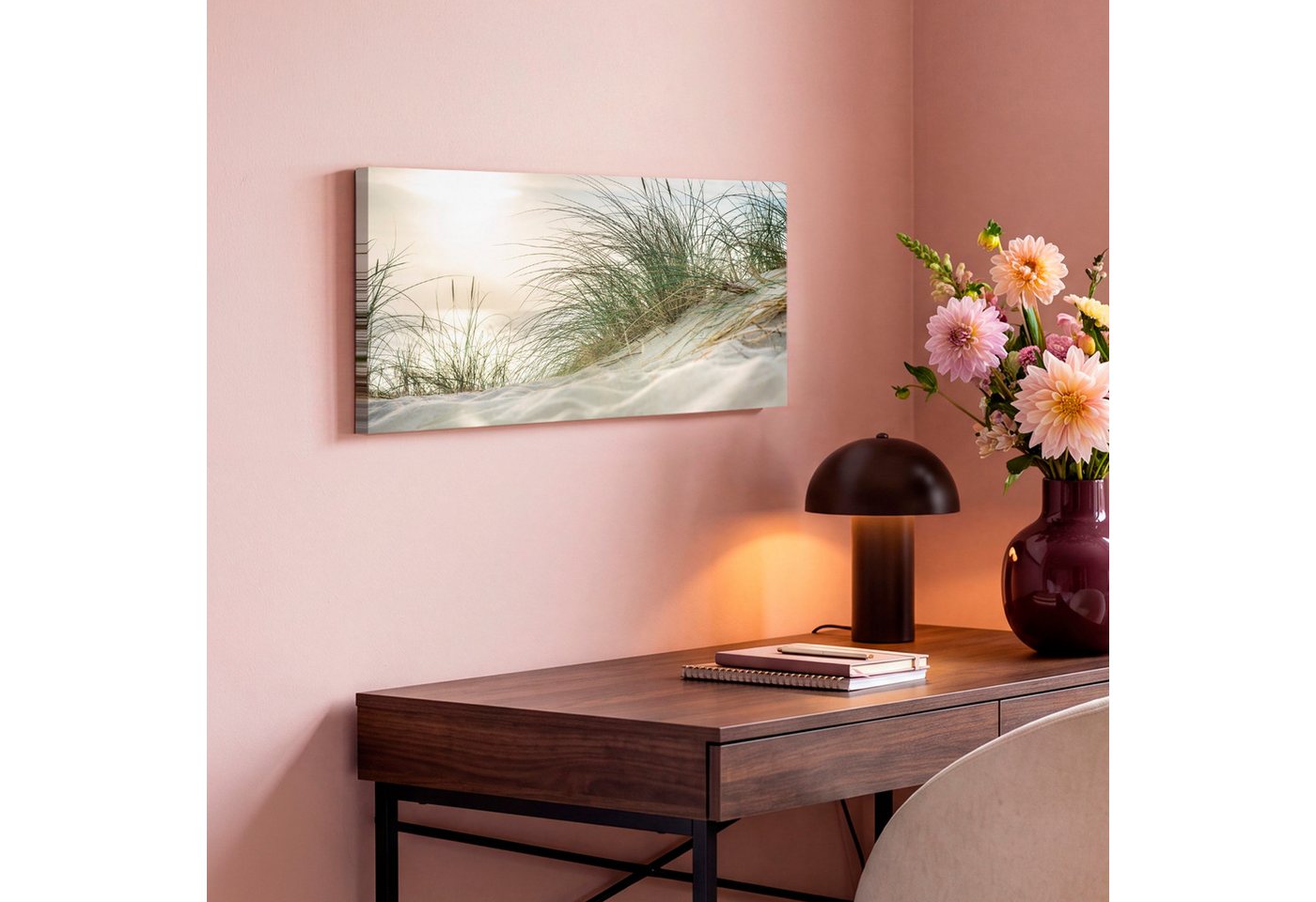 OneMillionCanvasses® Leinwandbild Panorama Dünen mit Strandhafer in der Sonne des Nationalparks Schleswi, Fotodruck (1 St), Leinwand Bilder für Wohnzimmer Schla – Bild 4 von 5