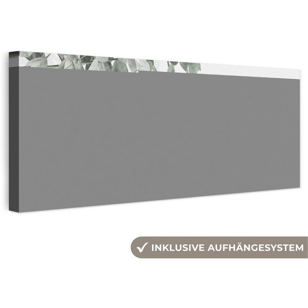 OneMillionCanvasses® Leinwandbild Panorama Eukalyptus - Blätter - Natur - Grün, Fotodruck (1 St), Wandbild, Deko Schlafzimmer Wohnzimmer Flur 60x20 cm