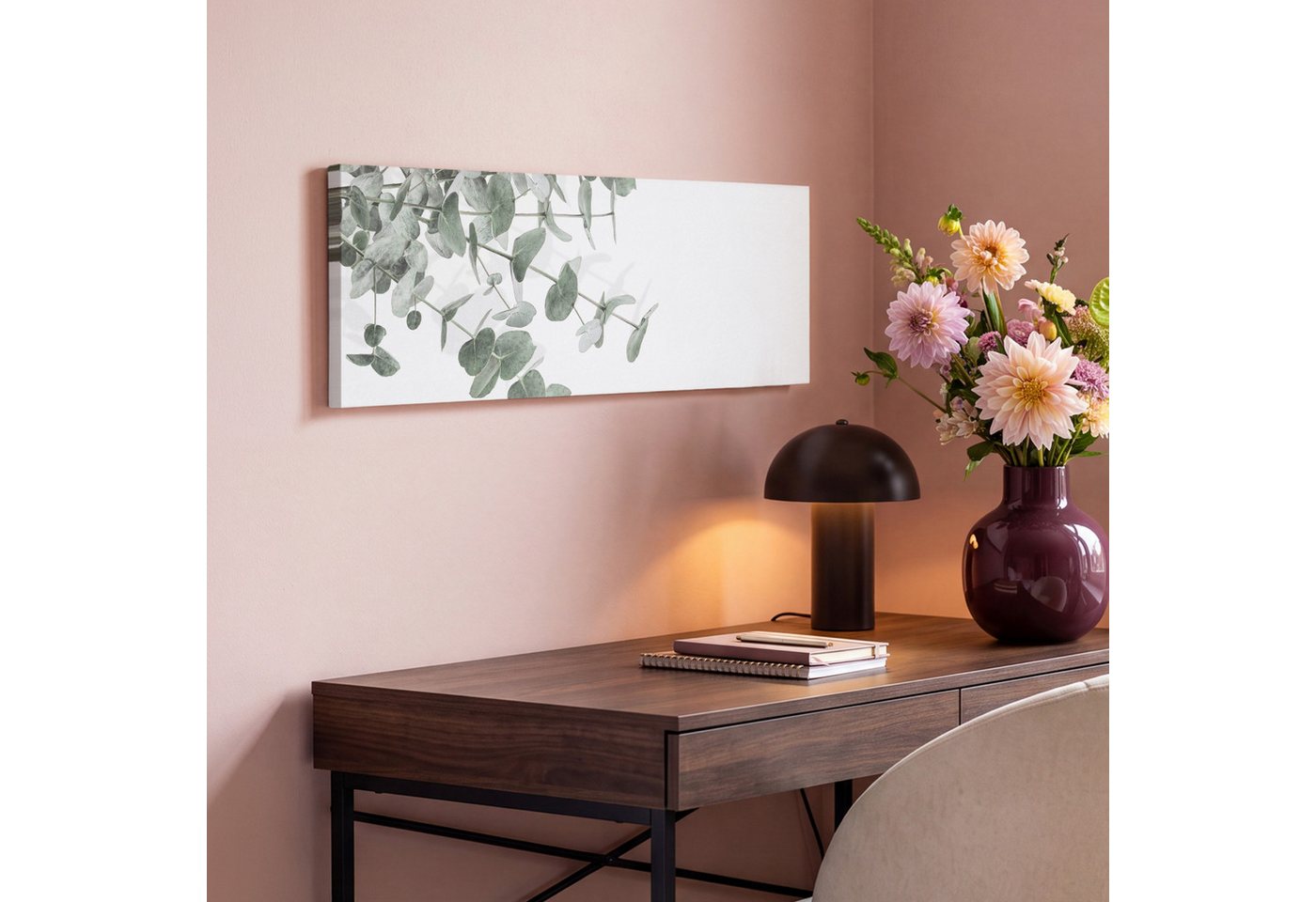 OneMillionCanvasses® Leinwandbild Panorama Eukalyptus - Blätter - Natur - Grün, Fotodruck (1 St), Wandbild, Deko Schlafzimmer Wohnzimmer Flur 60x20 cm – Bild 4 von 5
