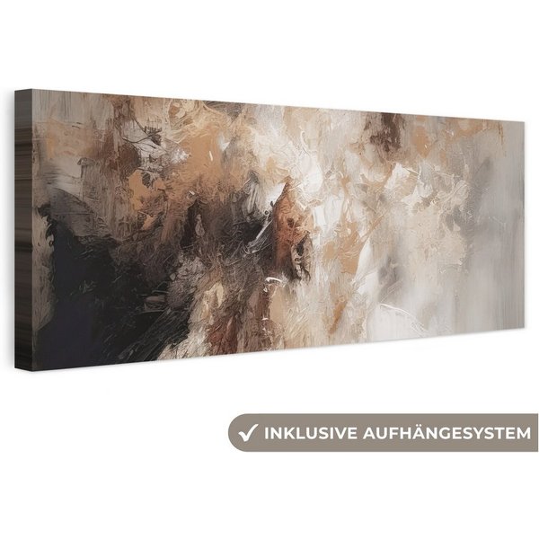 OneMillionCanvasses® Leinwandbild Panorama Farbe - Abstrakt - Beige - Kunst, Fotodruck (1 St), Wandbild, Deko Schlafzimmer Wohnzimmer Flur 60x20 cm