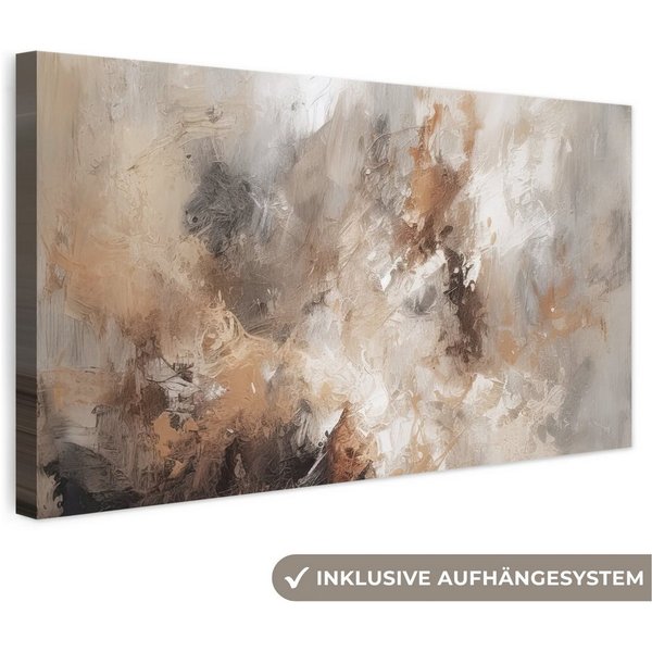 OneMillionCanvasses® Leinwandbild Panorama Farbe - Abstrakt - Beige - Kunst, Fotodruck (1 St), Wandbild, Deko Schlafzimmer Wohnzimmer Flur 40x20 cm