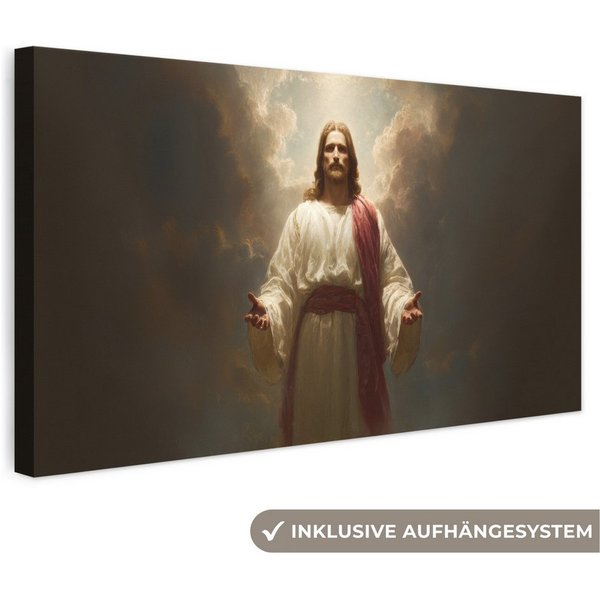 OneMillionCanvasses® Leinwandbild Panorama Himmel - Sonnenlicht - Jesus - Rot, Fotodruck (1 St), Wandbild, Deko Schlafzimmer Wohnzimmer Flur 40x20 cm