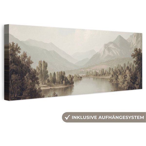 OneMillionCanvasses® Leinwandbild Panorama Klassisch - Landschaft - Gelassen, Fotodruck (1 St), Wandbild, Deko Schlafzimmer Wohnzimmer Flur 60x20 cm