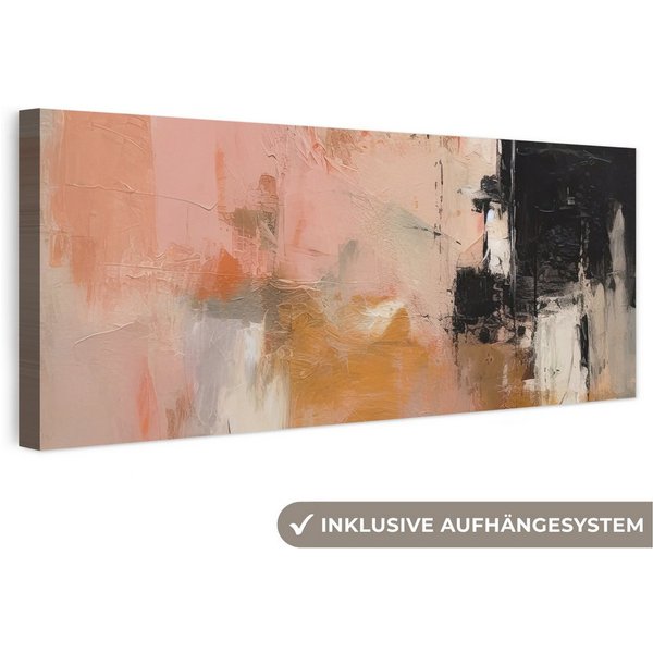 OneMillionCanvasses® Leinwandbild Panorama Kunst - Abstrakt - Beige - Farbe, Fotodruck (1 St), Wandbild, Deko Schlafzimmer Wohnzimmer Flur 60x20 cm