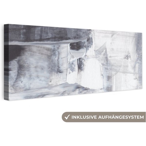 OneMillionCanvasses® Leinwandbild Panorama Kunst - Farbe - Weiß - Schwarz - Grau, Fotodruck (1 St), Wandbild, Deko Schlafzimmer Wohnzimmer Flur 60x20 cm